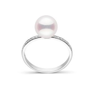 PEARL PARADISE- Diamond Classic Collection Akoya Pearl Ring (SIZE 7)
